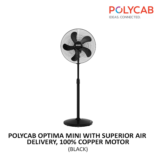 POLYCAB OPTIMA MINI WITH SUPERIOR AIR DELIVERY, 100% COPPER MOTOR PEDESTAL FAN