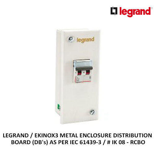 LEGRAND / EKINOX3 METAL ENCLOSURE DISTRIBUTION BOARD (DB's) AS PER IEC 61439-3 / # IK 08 - RCBO